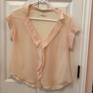 Urban Outfitters Pink Ruffle Blouse